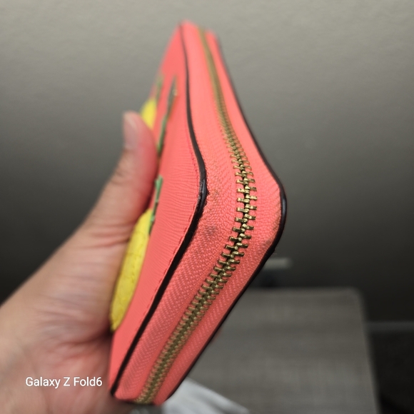 Kate Spade New York Pink Leather Pineapple Wallet Zip‎ Around Long Continental - Picture 5 of 10